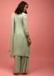 Pastel Green Palazzo Suit Set Hand Embroidered In Georgette With Moti And Gotta Work