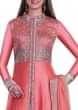 Peach anarkali suit in gotta patch work with lehenga and pants