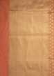 Peach chanderi silk saree with weaved butti and geometric motif pallav border