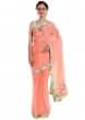 Peach Saree In Crepe Silk Crafted With Zardosi Work Online - Kalki Fashion