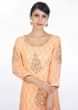 Peach embroidered georgette suit with weaved georgette pant and matching chiffon dupatta 