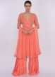 Peach Sharara Suit Set In Georgette Online - Kalki Fashion