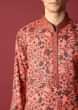Peach Kurta Set With Floral Printed Jaal All Over