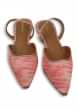 Peach Mules With Back Strap Featuring Tie And Die Khadi Bandhani Print And Braided Rose Gold Zari By Vareli Bafna