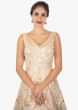 Peach Dress In Net With Gotta Lace And Applique Work Online - Kalki Fashion