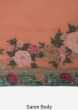 Peach cotton silk saree adorn in applique work in floral motif only on Kalki