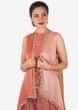 Peach Dhoti Salwar With Short bandhani printed top and shaded jacket only on Kalki