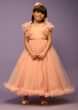 Kalki Girls Peach Gown In Net With Frill Sleeves And Glitter Belt   