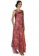 Peach long kurti enhanced in print and patch work only on Kalki