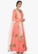 Peach Anarkali Suit In Silk With Zardosi And Cutdana Butti Work Online - Kalki Fashion