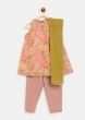 Kalki Girls Peach Suit Set In Cotton With Floral Print By Tiber Taber
