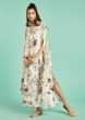 Pearl White Dress With Fancy Cape Enhanced With Floral Print 
