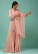 Petal Pink Sharara Suit With Cut Dana And Moti Detailed Jaal Design