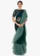 Pine-green-pre-stitched-freel-saree-and-blouse-in-3-D-flower-only-on-kalki-443920
