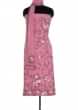 Pink hard net unstitch suit in floral embroidery and applique work only on Kalki