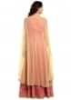 Pink Anarkali Suit With Attached Cape In Kundan Work Online - Kalki Fashion