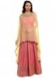 Pink Anarkali Suit With Attached Cape In Kundan Work Online - Kalki Fashion