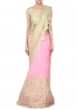 Golden pink  lehenga saree featuring in zari and sequin embroidery only on Kalki