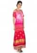 Pink and red bandhani printed dress with cold shoulder only on Kalki