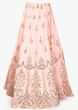 Pink lehenga with mint blouse and  a matching pink net dupatta with mint border only on Kalki