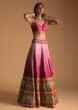 Pink Shaded Lehenga And Crop Top In Silk With Multi Color Floral And Geometric Printed Hem Online - Kalki Fashion