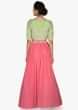 Pink Green Lehenga Blouse Featuring Embroidery, Moti and Beads only on Kalki