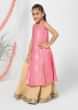 Kalki Girls Pink Long Kurta And Lehenga Set In Silk Blend With Floral Design By Mini Chic