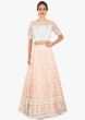 Pink lucknowi embroidered lehenga with ready blouse in sequin only on Kalki