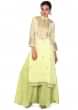 Pista Green Suit With Straight Cut Kurta And Jacquard Palazzo Pant Online - Kalki Fashion