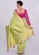 Pista green chanderi silk saree with weaved butti  only on Kalki