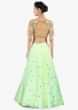 Pista Green Lehenga In Net Paired With A Yellow Net Blouse And Brown Net Dupatta Online - Kalki Fashion
