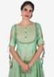 Pista green anarkali suit in cotton silk with gotta lace embroidered bodice only on Kalki