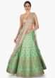 Pista Green Lehenga In Raw Silk Embellished In Resham And Zari Work Online - Kalki Fashion