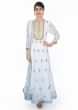 Powder Blue Anarkali Dress In Gotta Patch Embroidery Paired With Matching Chiffon Dupatta Online - Kalki Fashion