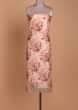 Powder Peach Unstitched Suit With Floral Print And Embellished Buttis  