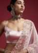 Powder Pink Blouse In Milano Satin With Spaghetti Straps On The Shoulders