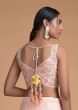 Powder Pink Blouse In Raw Silk With Beads And Zardosi Embroidered Floral Jaal