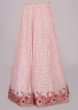 Powder pink lehenga in lucknowi thread embroidery