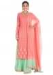 Punch pink suit with mint green colour sharara