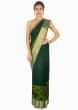 Rama green chanderi silk saree in floral weaved work