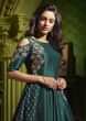 Rama green anarkali suit with embroidered armhole adorn in kundan 