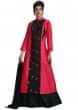 Rani pink and black palazzo suit in resham embroidered butti