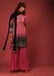 Rani Pink And Navy Blue Ombre Sharara Suit In Brocade Silk With Bandhani Jaal And Tassels On The Hemline  