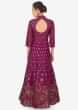 Rani pink floral print cotton anarkali embellished with sequin and cut dana only on kalki