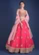 Fuschia Rose Lehenga Choli With Hand Embroidered Buttis In Embossed Embroidery 