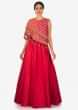 Rani pink anarkali gown with fancy bodice highlighted in lace and tassel only on Kalki