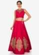 Rani pink lehenga in organza silk with moti and sequin work only on Kalki