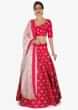 Rani pink lehenga in silk with a ready blouse flaunting the zari zardosi work only on Kalki