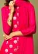 Raspberry Red A Line Suit With Hand Woven Banarasi On The Centre Kali And Cheeta Embroidery