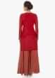 Red chanderi cotton kurti    matched with brocade  palazzo and a red dupatta  only on kalki